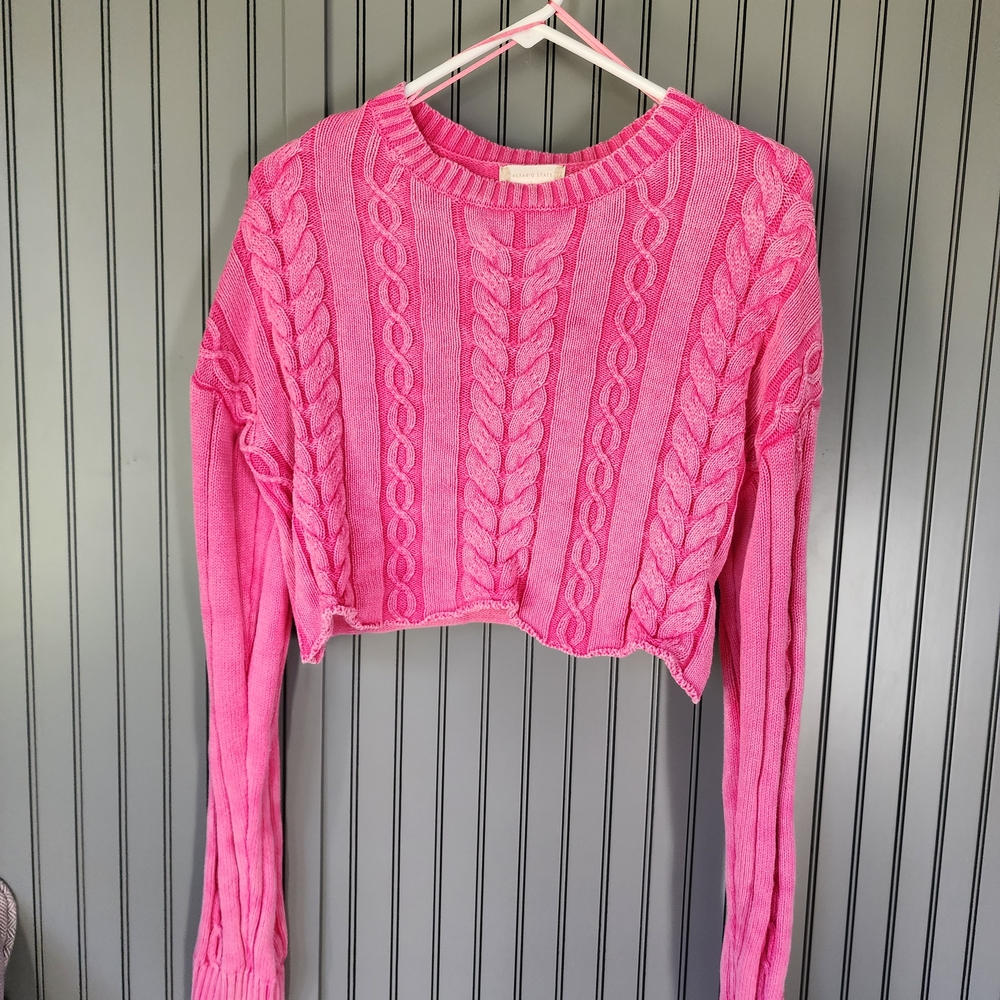 Altar'd State Pink Cable Knit Sweater
